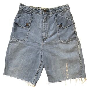 Vintage 70's FreshStart Denim Cutoff Shorts Size M Light Wash Distressed Pockets